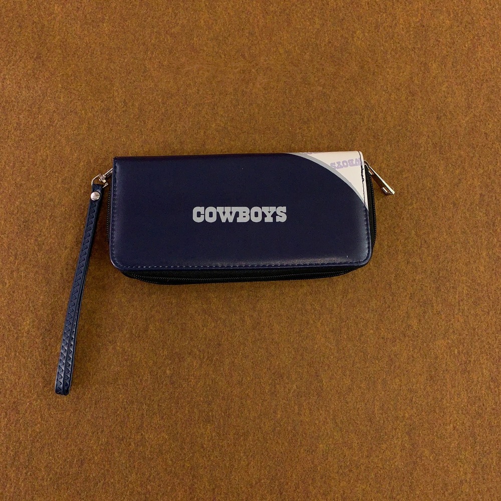 Dallas Cowboys NFL Womens OS Blue Wristlet Zip Around Wallet New